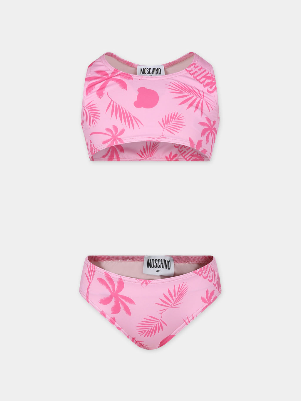 Pink bikini for girl with Teddy Bear and palm tree